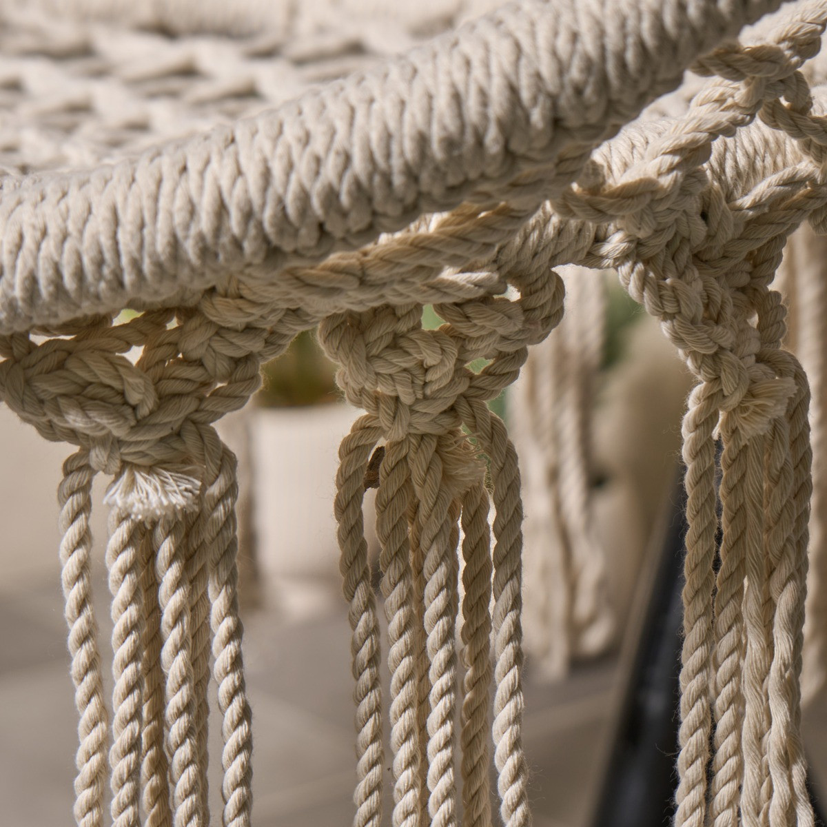 OHS Macrame Knotted Swing Chair - Cream >