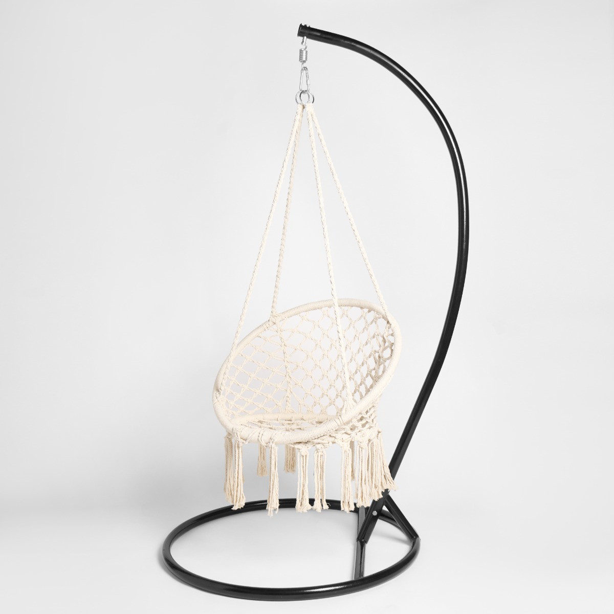 OHS Macrame Knotted Swing Chair - Cream >