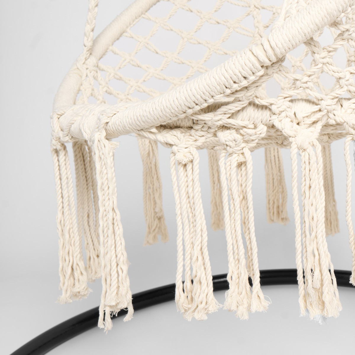 OHS Macrame Knotted Swing Chair - Cream >