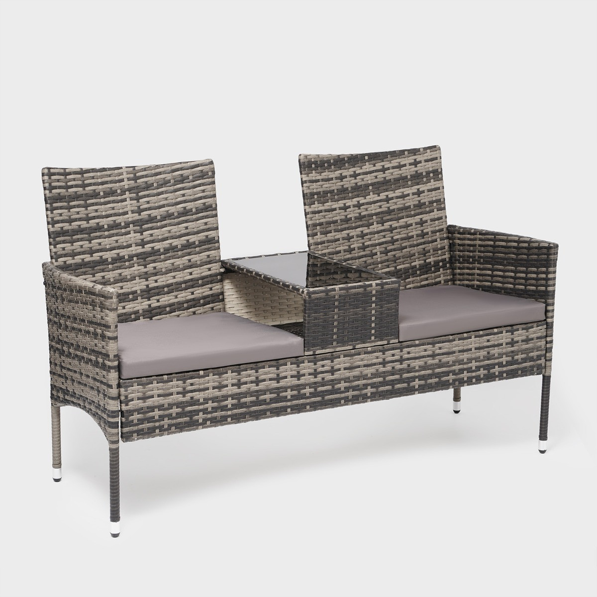 OHS 2 Seater Garden Rattan Companion Seat Table Set - Grey >