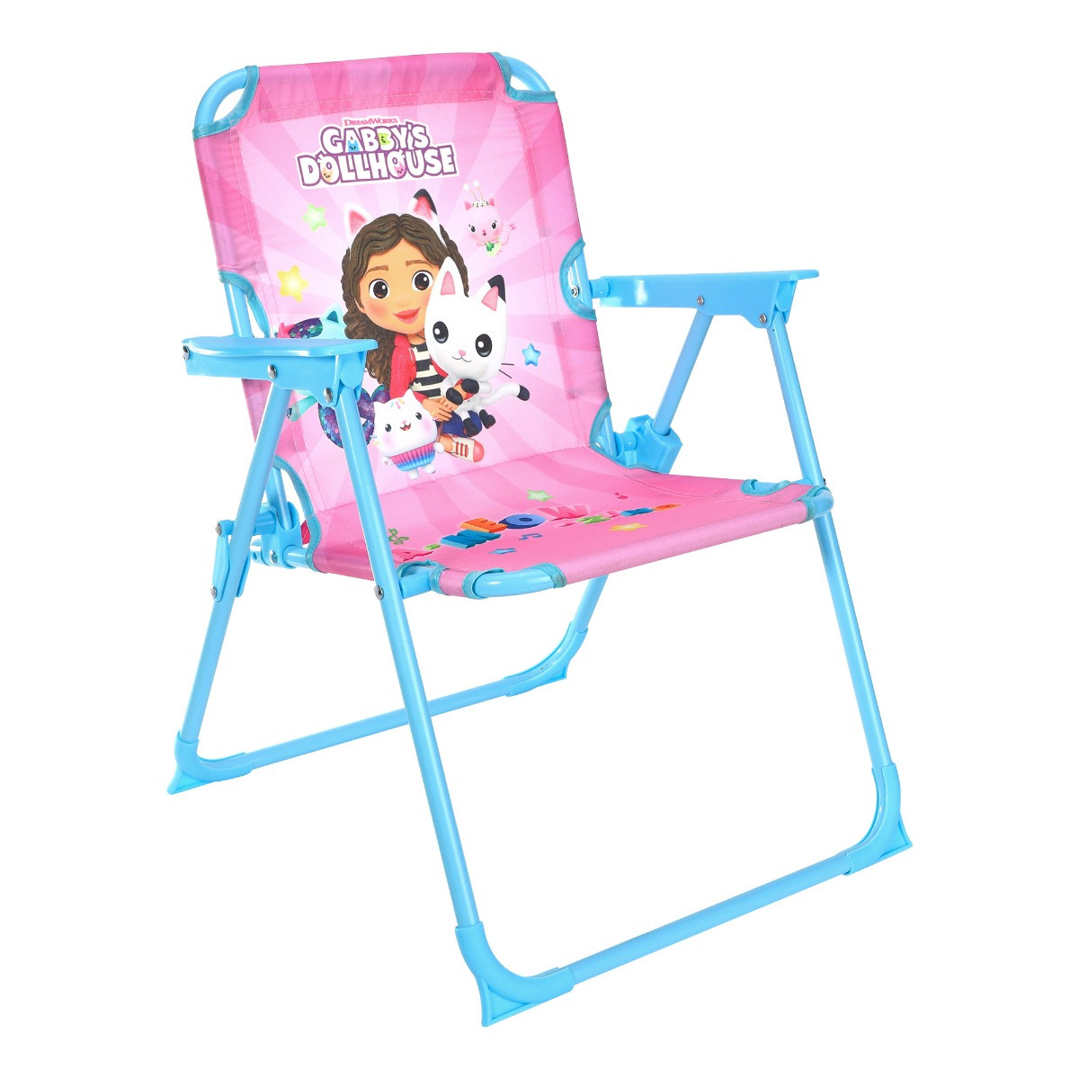 Kids Folding Gabby's Dollhouse Camping Chair - Pink/Blue>