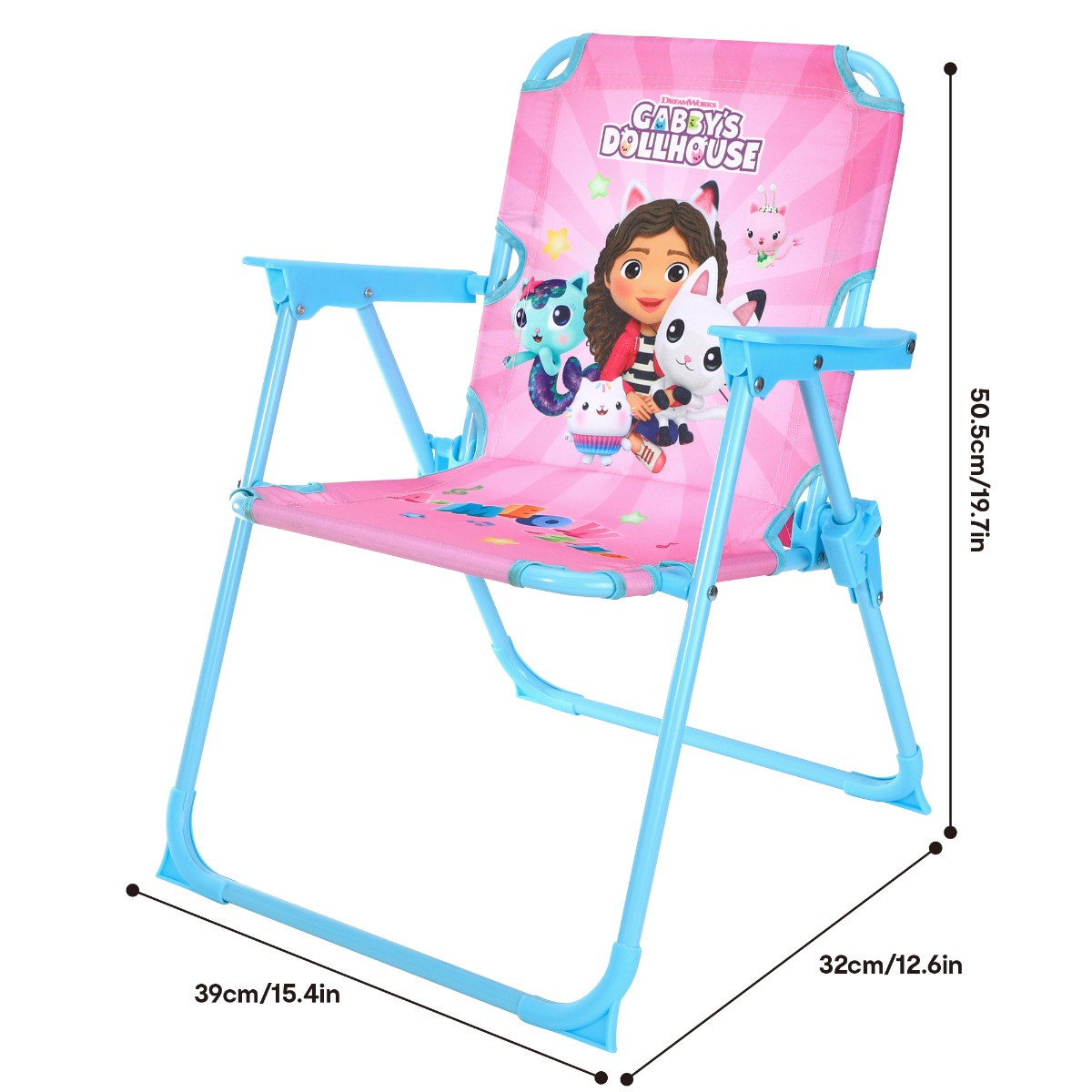 Kids Folding Gabby's Dollhouse Camping Chair - Pink/Blue>