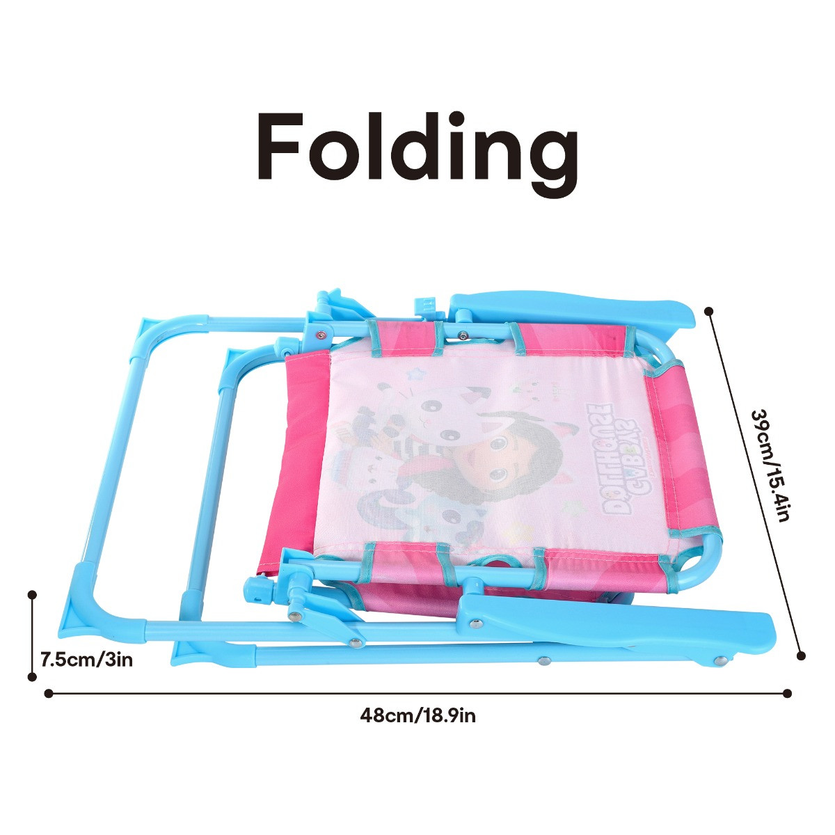 Kids Folding Gabby's Dollhouse Camping Chair - Pink/Blue>