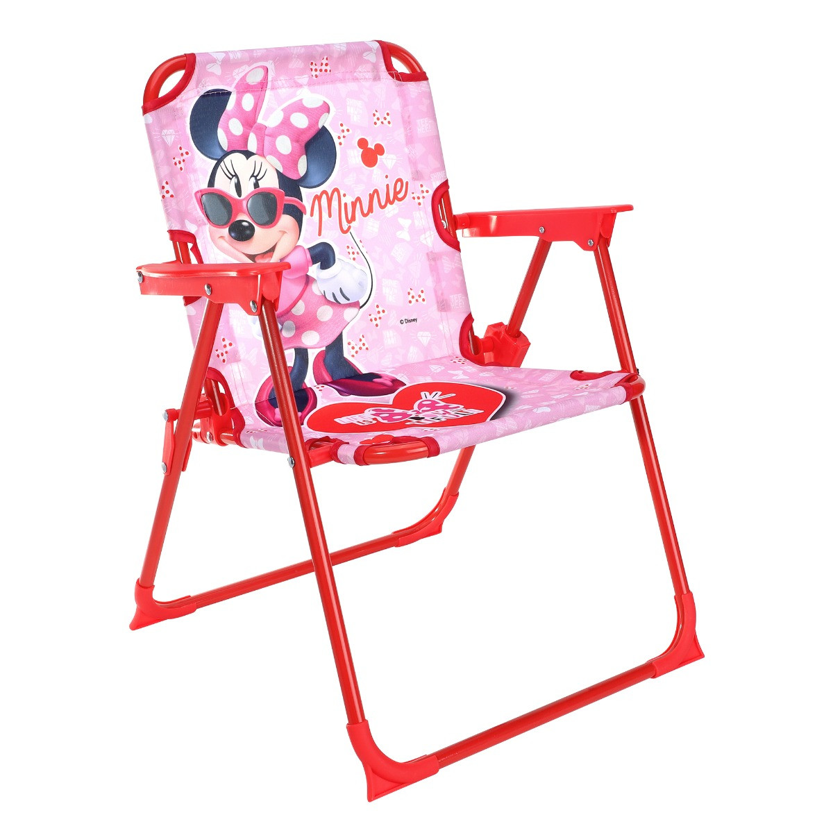 Kids Folding Minnie Mouse Camping Chair - Pink/Red>