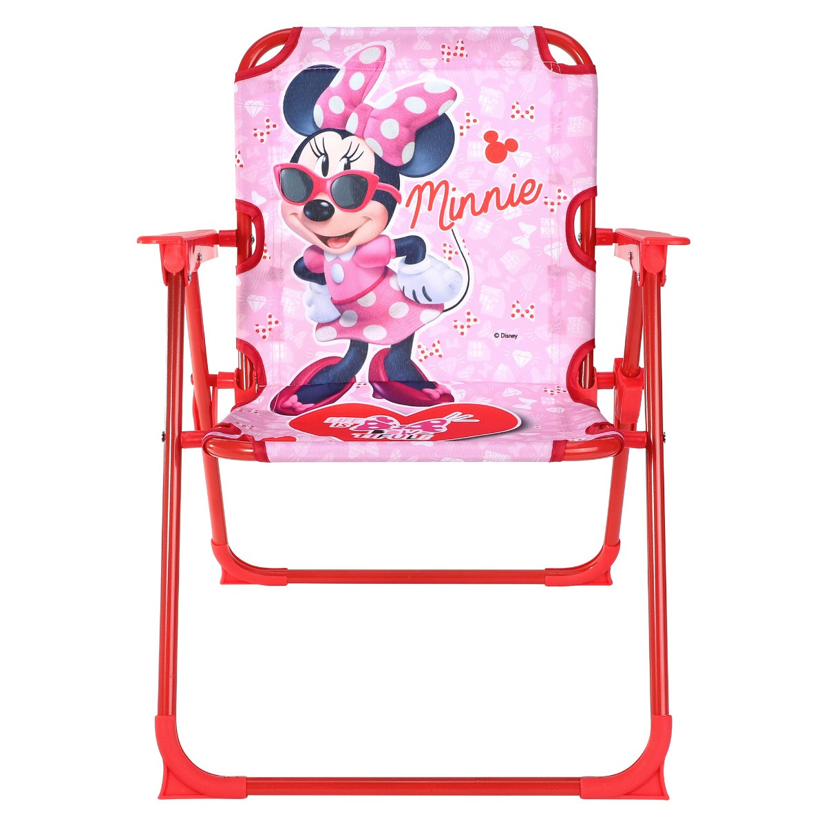 Kids Folding Minnie Mouse Camping Chair - Pink/Red>