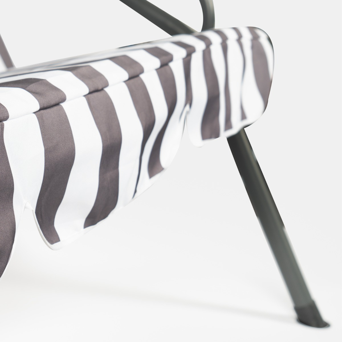 OHS 3 Seater Swing Bench With Canopy - Grey/White Stripe>