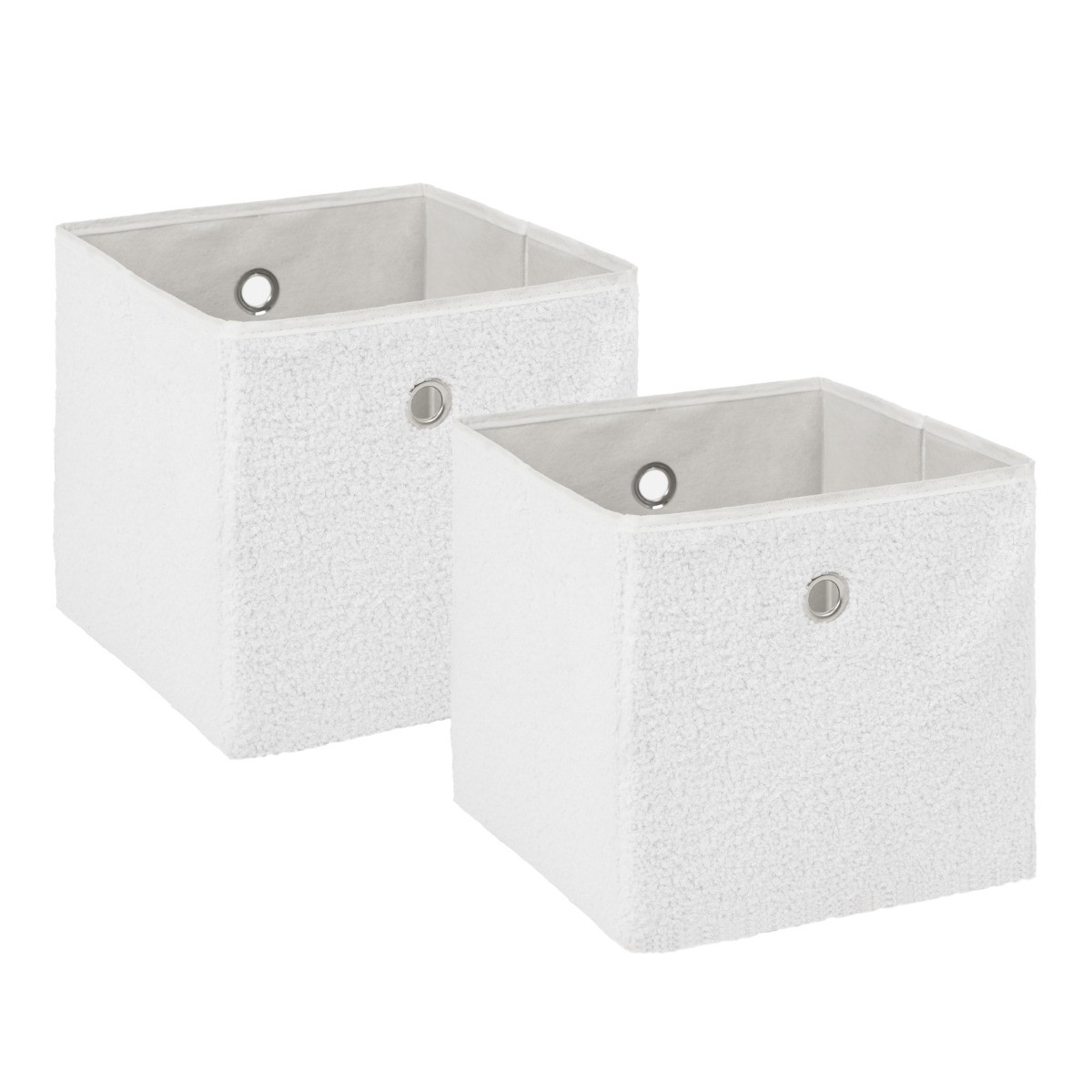 OHS  Bouclé Cube Storage Boxes, 2 Pack - White>