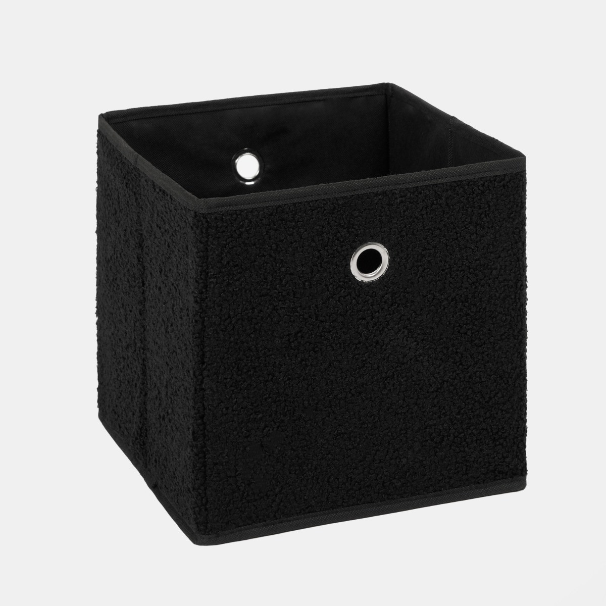 OHS Bouclé Cube Storage Boxes, 2 Pack - Black>