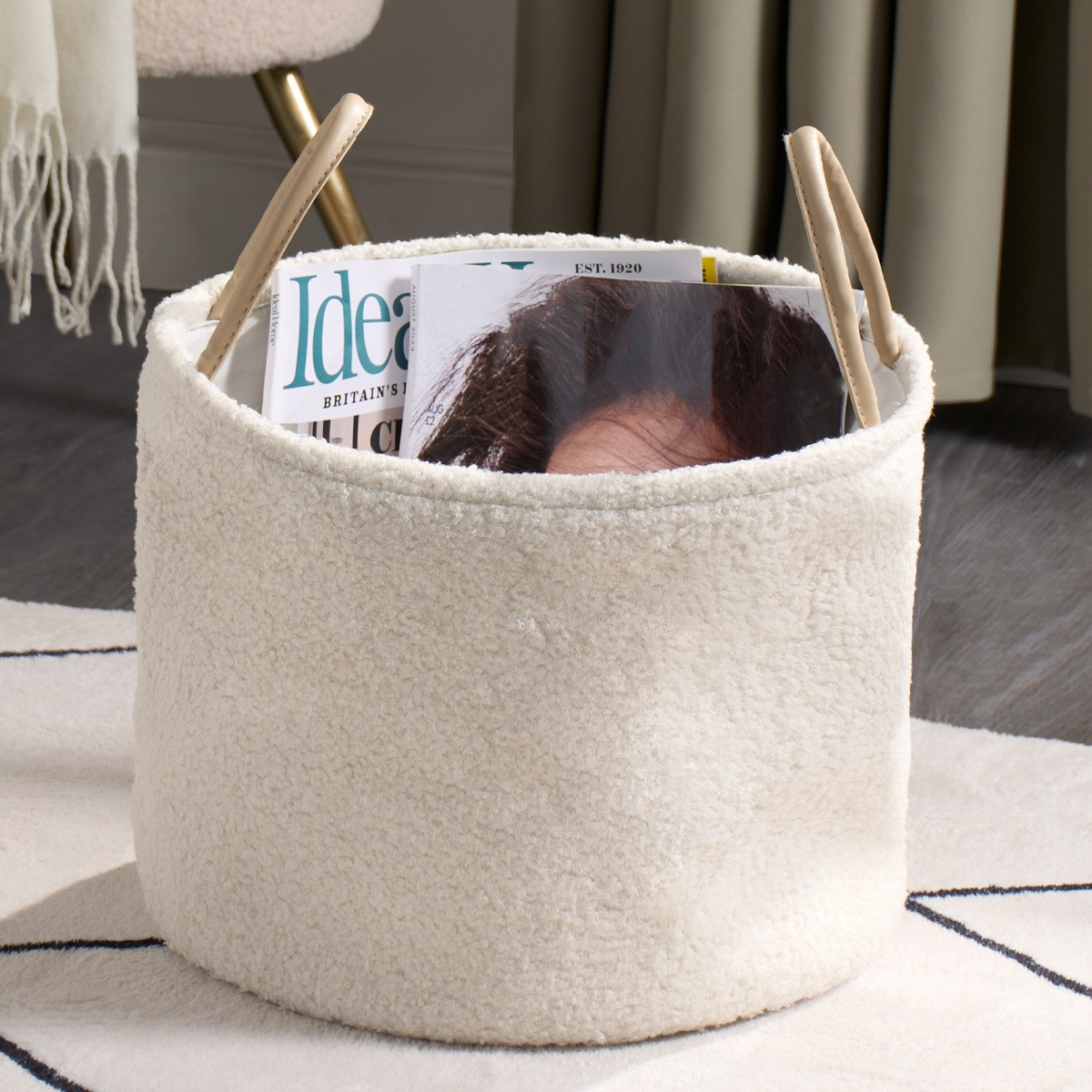 OHS Bouclé Storage Basket - Cream>