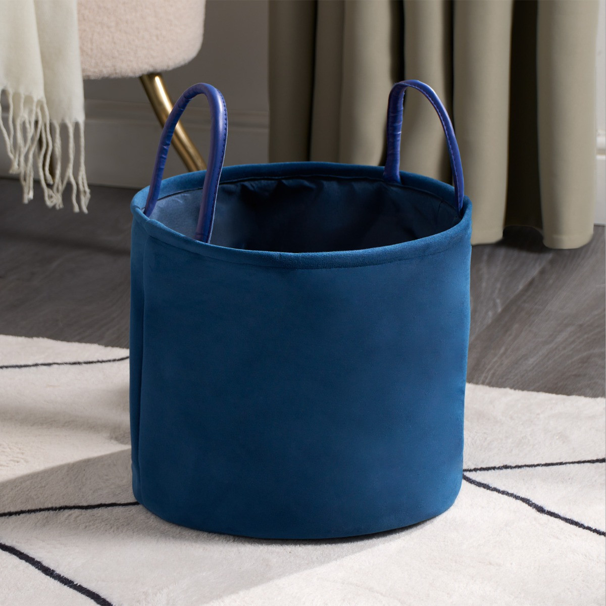 OHS Matte Velvet Storage Basket - Navy>