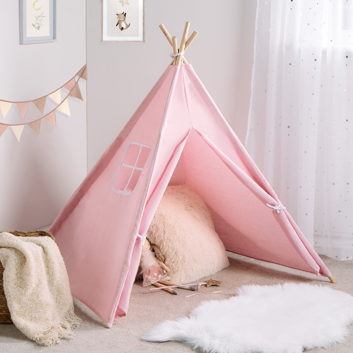 OHS Foldable Kid's Storage Teepee - Blush>