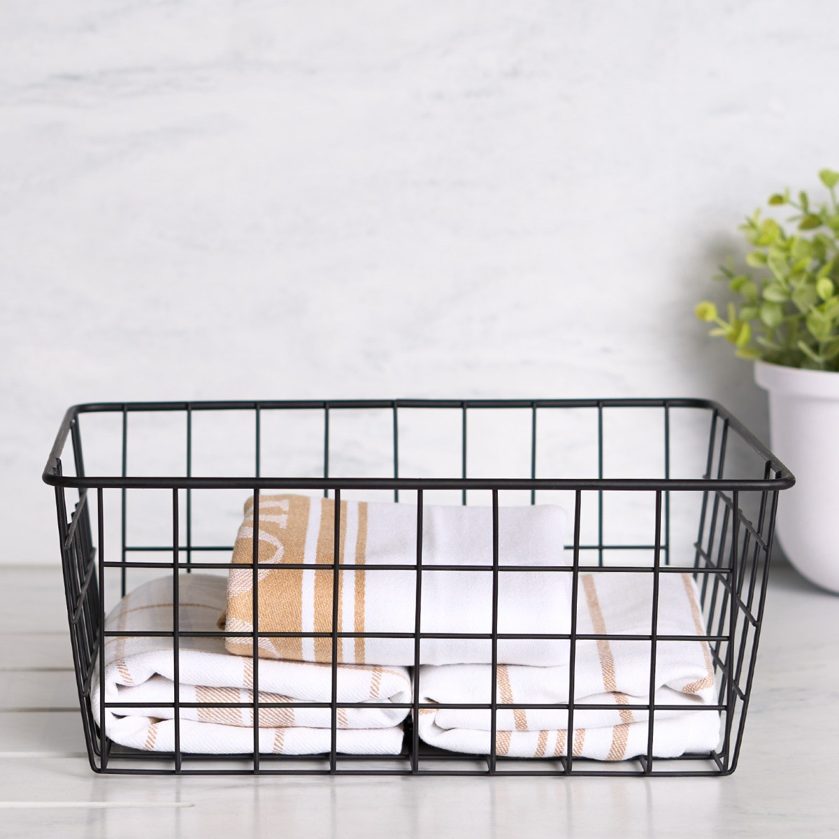 OHS Multipurpose Metal Wire Storage Basket - Black>