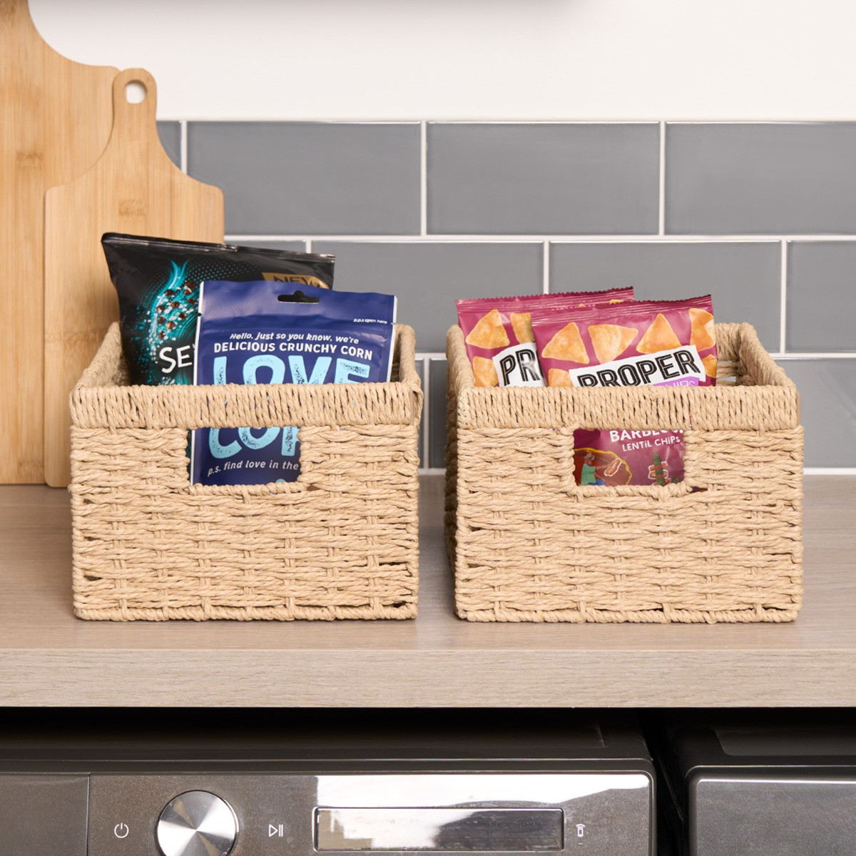 OHS Paper Rope Foldable Storage Baskets, 2 Piece - Natural>