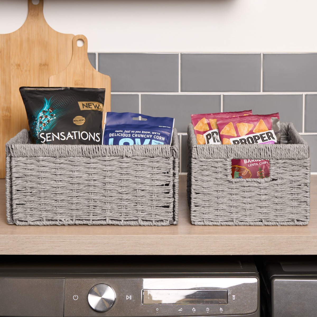 OHS Paper Rope Foldable Storage Baskets, 2 Piece - Grey>