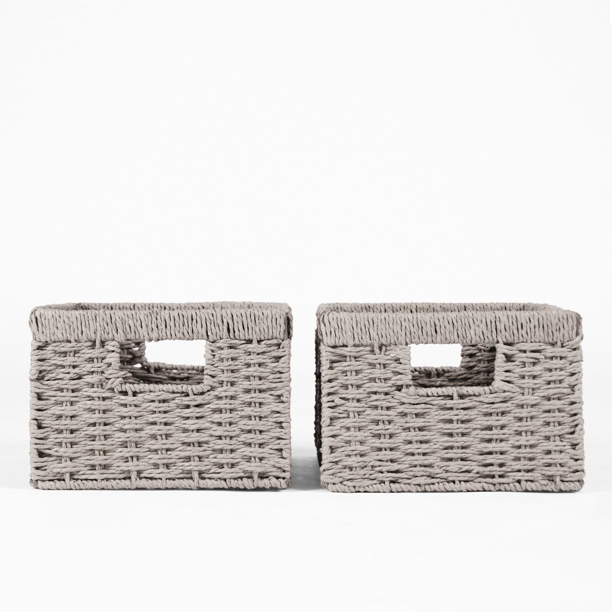 OHS Paper Rope Foldable Storage Baskets, 2 Piece - Grey>