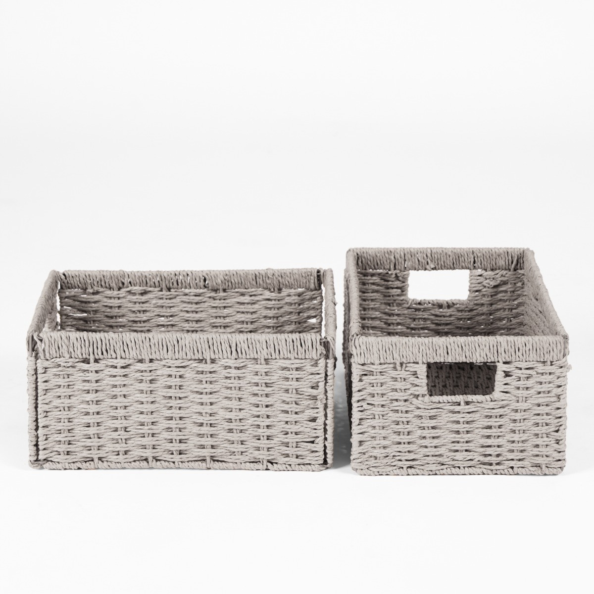 OHS Paper Rope Foldable Storage Baskets, 2 Piece - Grey>