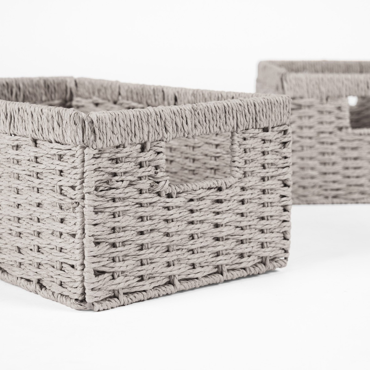 OHS Paper Rope Foldable Storage Baskets, 2 Piece - Grey>