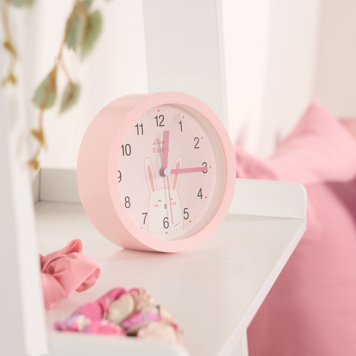 OHS Kids Small Rabbit Bedside Clock - Blush>