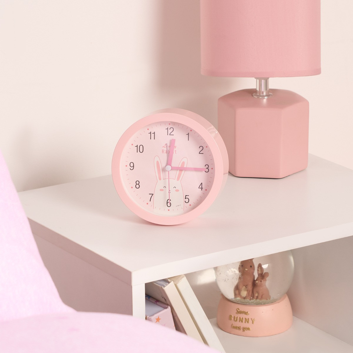 OHS Kids Small Rabbit Bedside Clock - Blush>