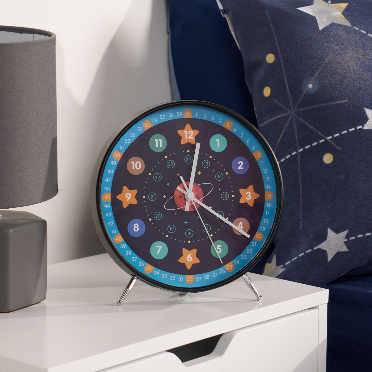 OHS Kids Space Orbit Bedside Clock - Navy Blue>