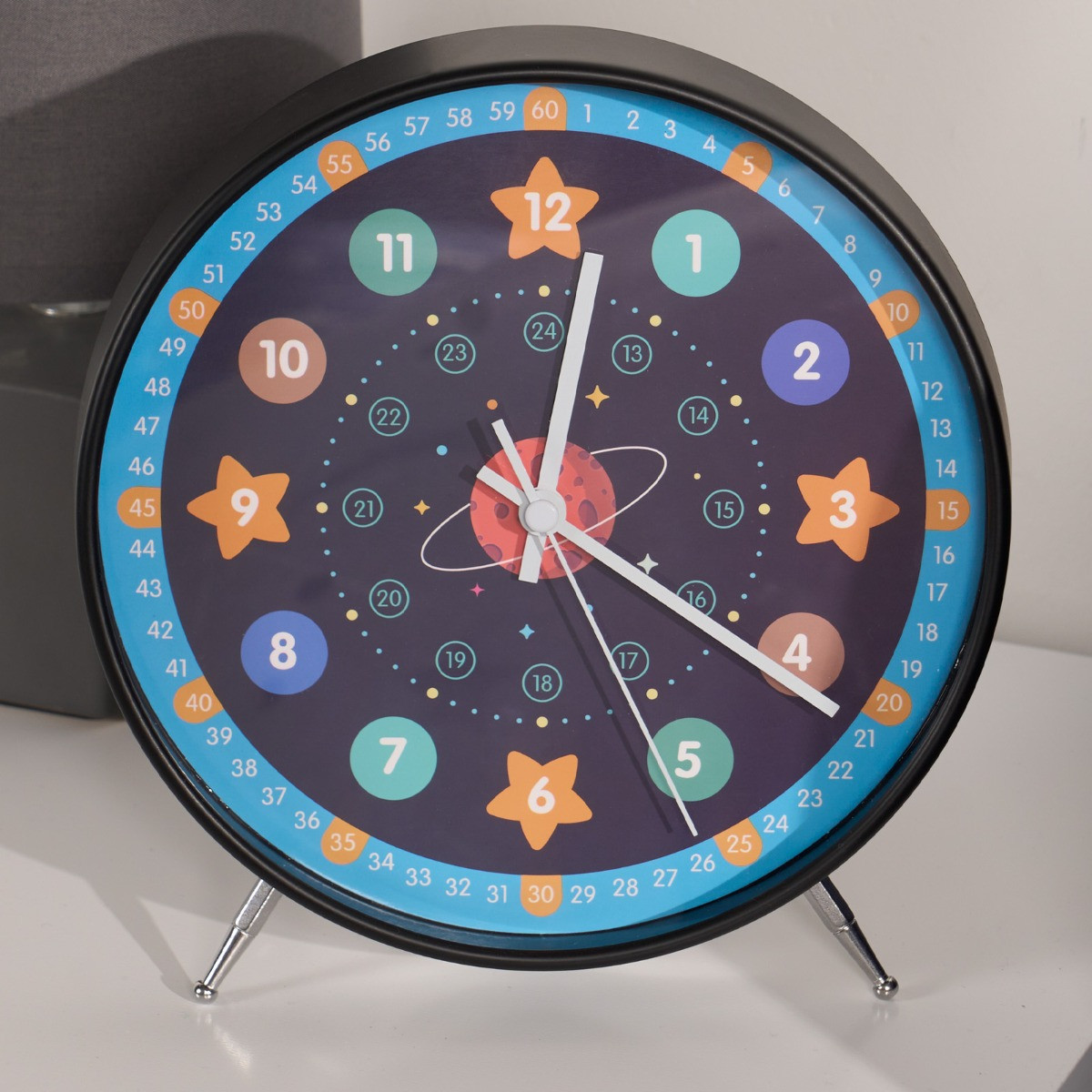 OHS Kids Space Orbit Bedside Clock - Navy Blue>