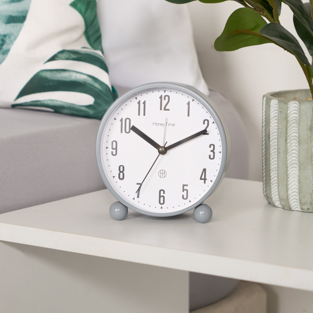 OHS Essential Bedside Mantle Clock - Grey>