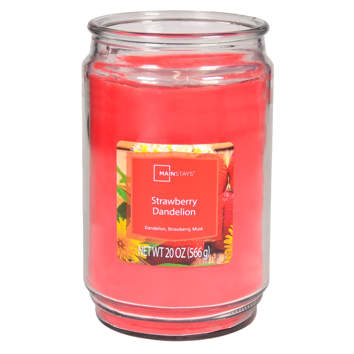 Mainstays Strawberry Dandelion Large Candle Jar, Red - 20oz>