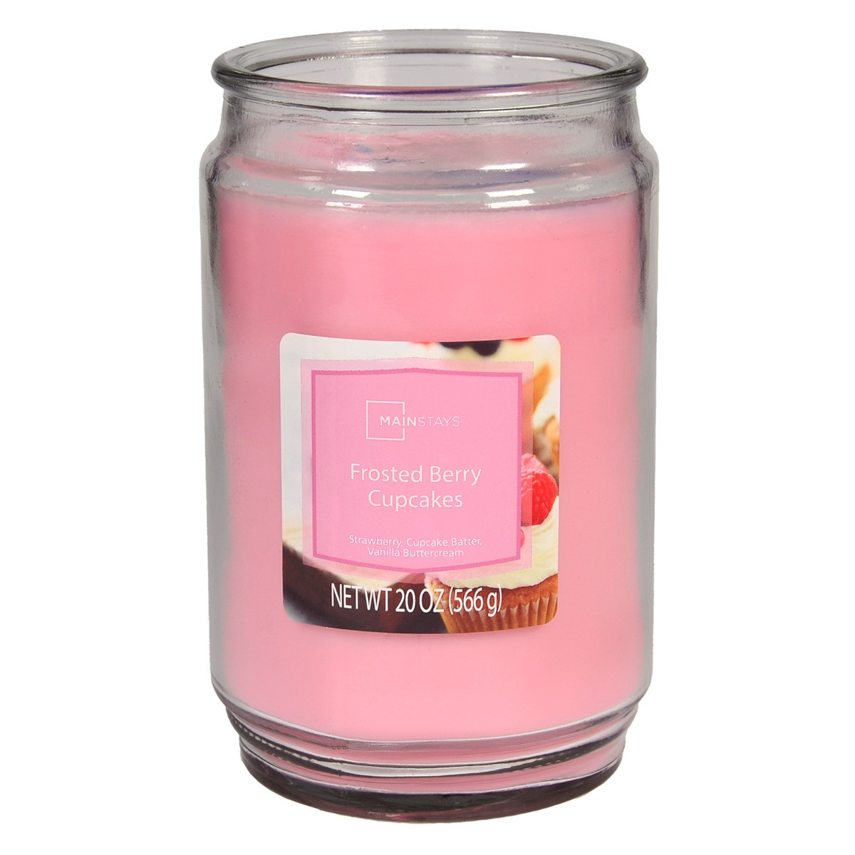 Mainstays Frosted Berry Cupcakes Large Candle Jar, Pink - 20oz>