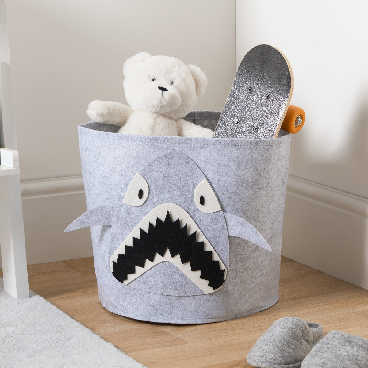 OHS Shark Felt Storage Basket - Grey>