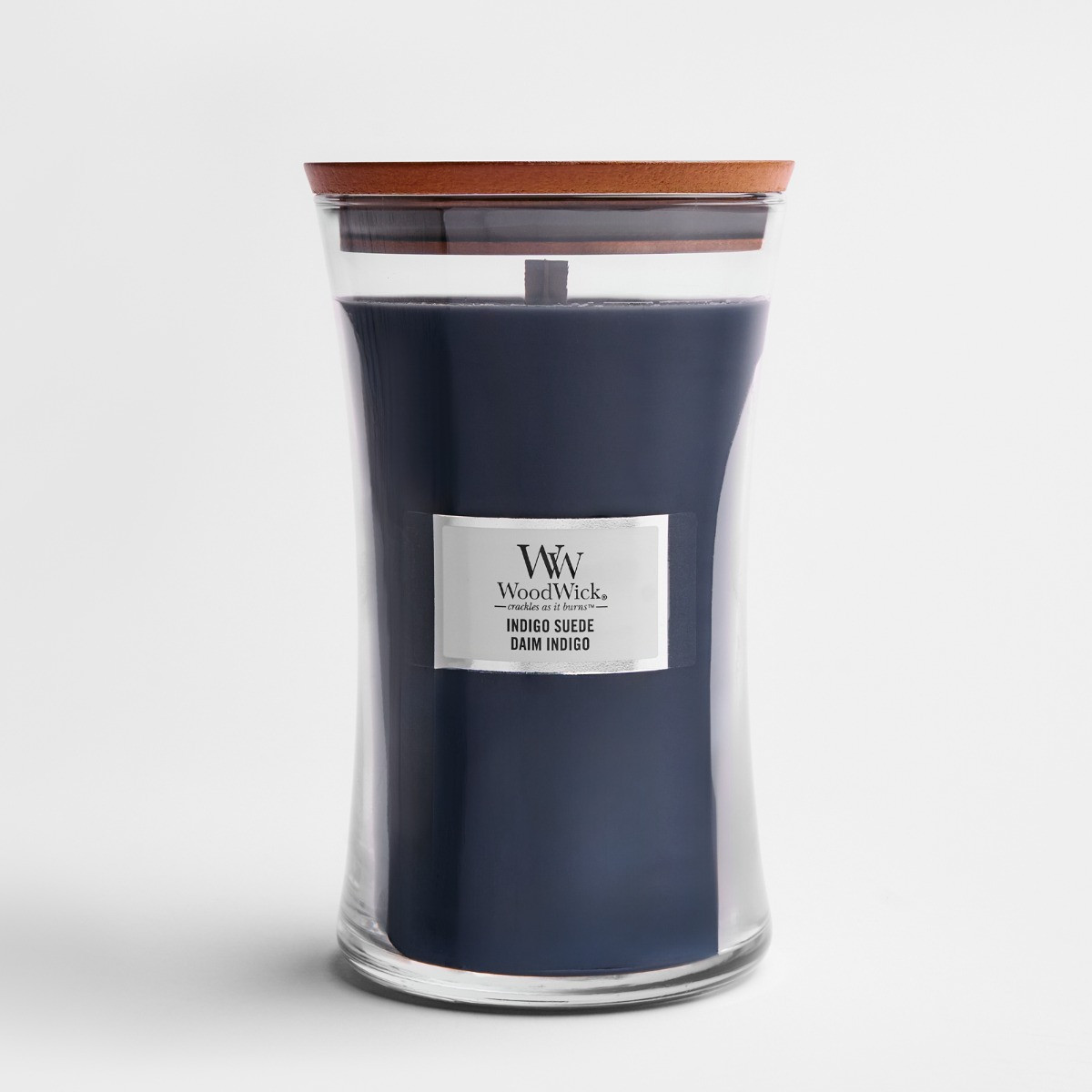 Woodwick Indigo Suede Large Hourglass Jar - Navy>