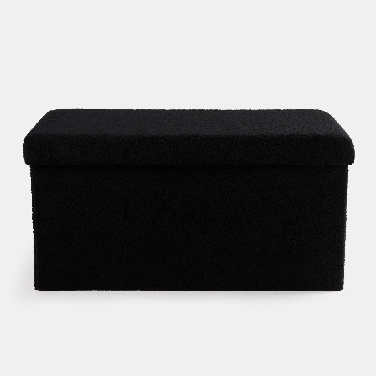 OHS Bouclé Rectangle Storage Ottoman - Black>