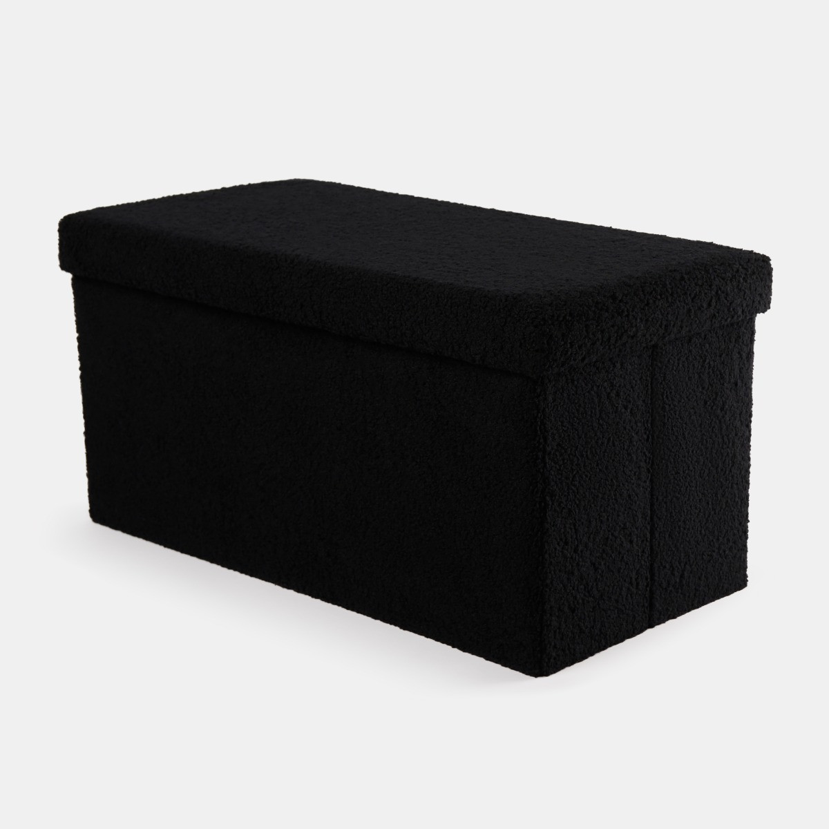 OHS Bouclé Rectangle Storage Ottoman - Black>