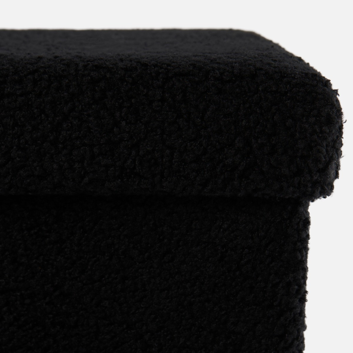 OHS Bouclé Rectangle Storage Ottoman - Black>