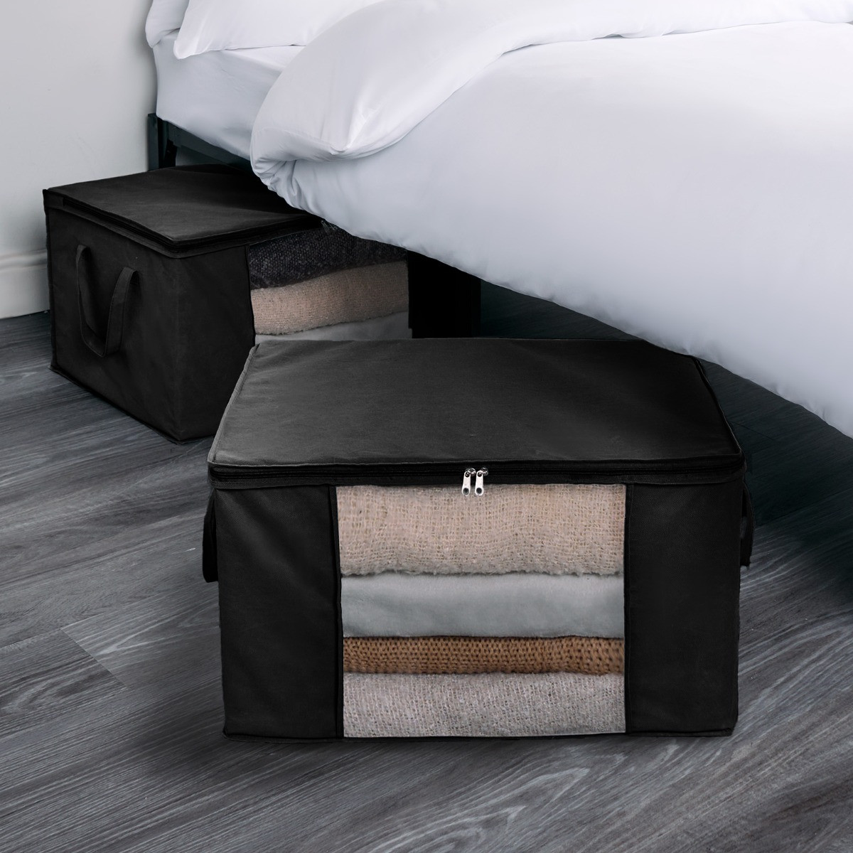 OHS 2 Pack 90.3L Underbed Large Clothes Storage Bag - Black >