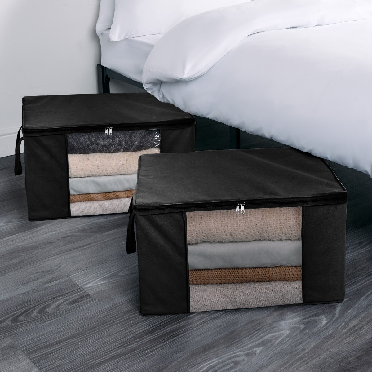 OHS 2 Pack 90.3L Underbed Large Clothes Storage Bag - Black >