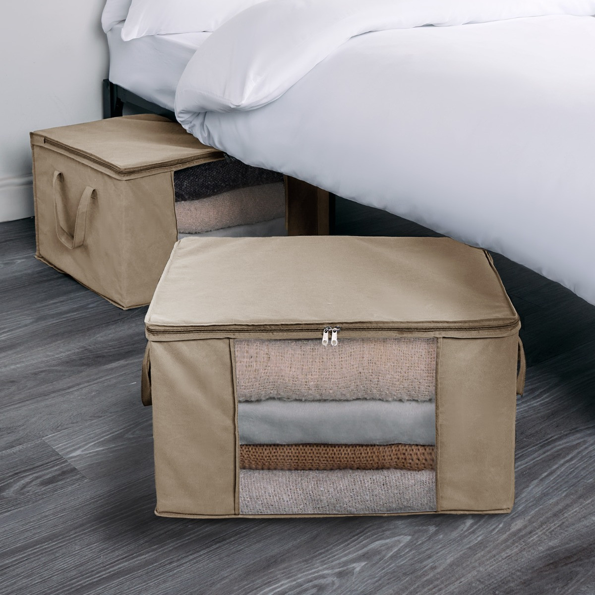 OHS 2 Pack 90.3L Underbed Large Clothes Storage Bag - Natural >