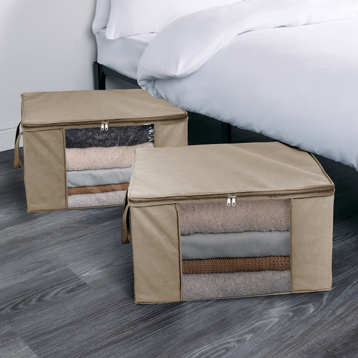 OHS 2 Pack 90.3L Underbed Large Clothes Storage Bag - Natural >