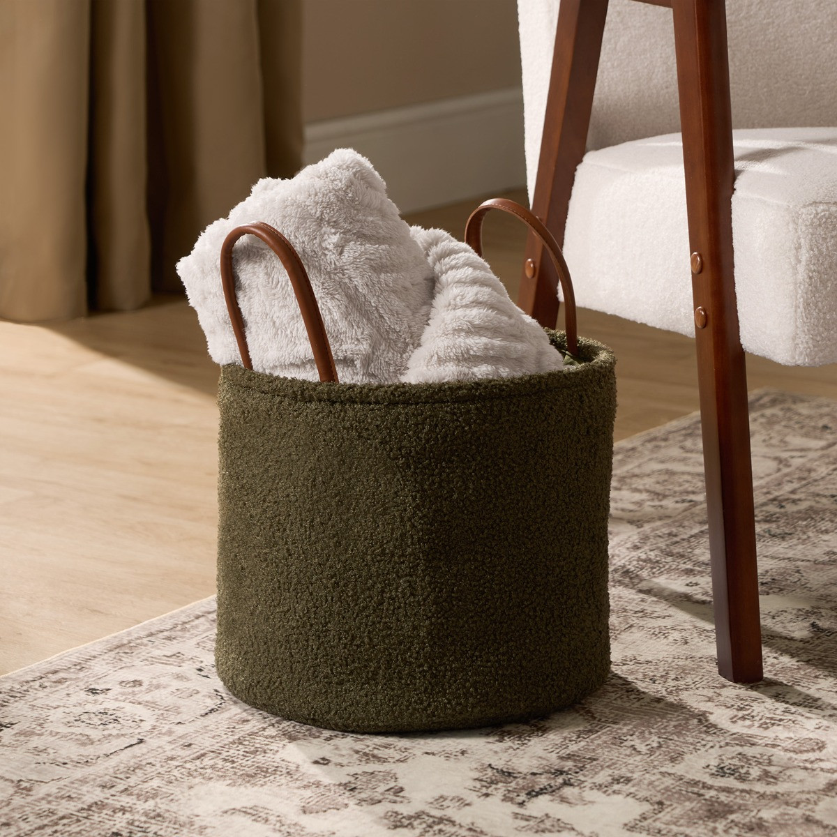 OHS Boucle Storage Basket - Olive Green>