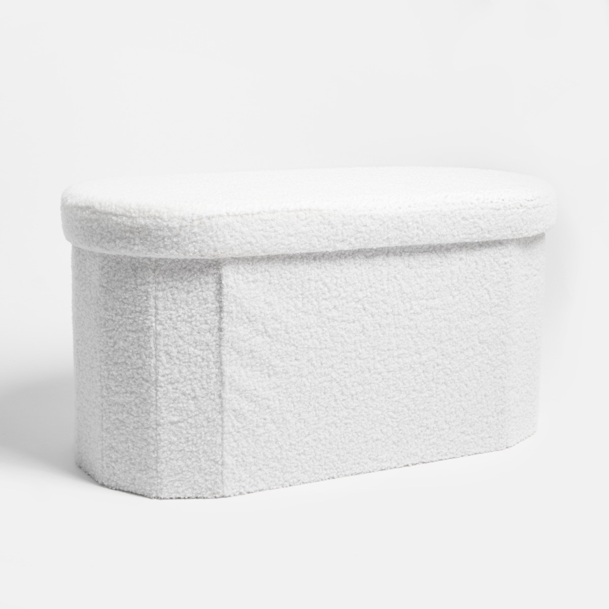 OHS Boucle Lozenge Storage Ottoman - White>