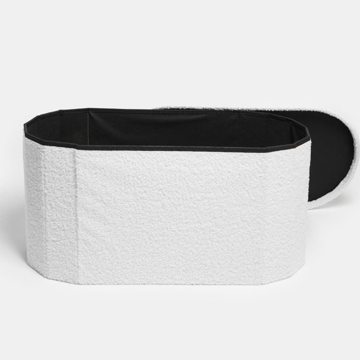 OHS Boucle Lozenge Storage Ottoman - White>