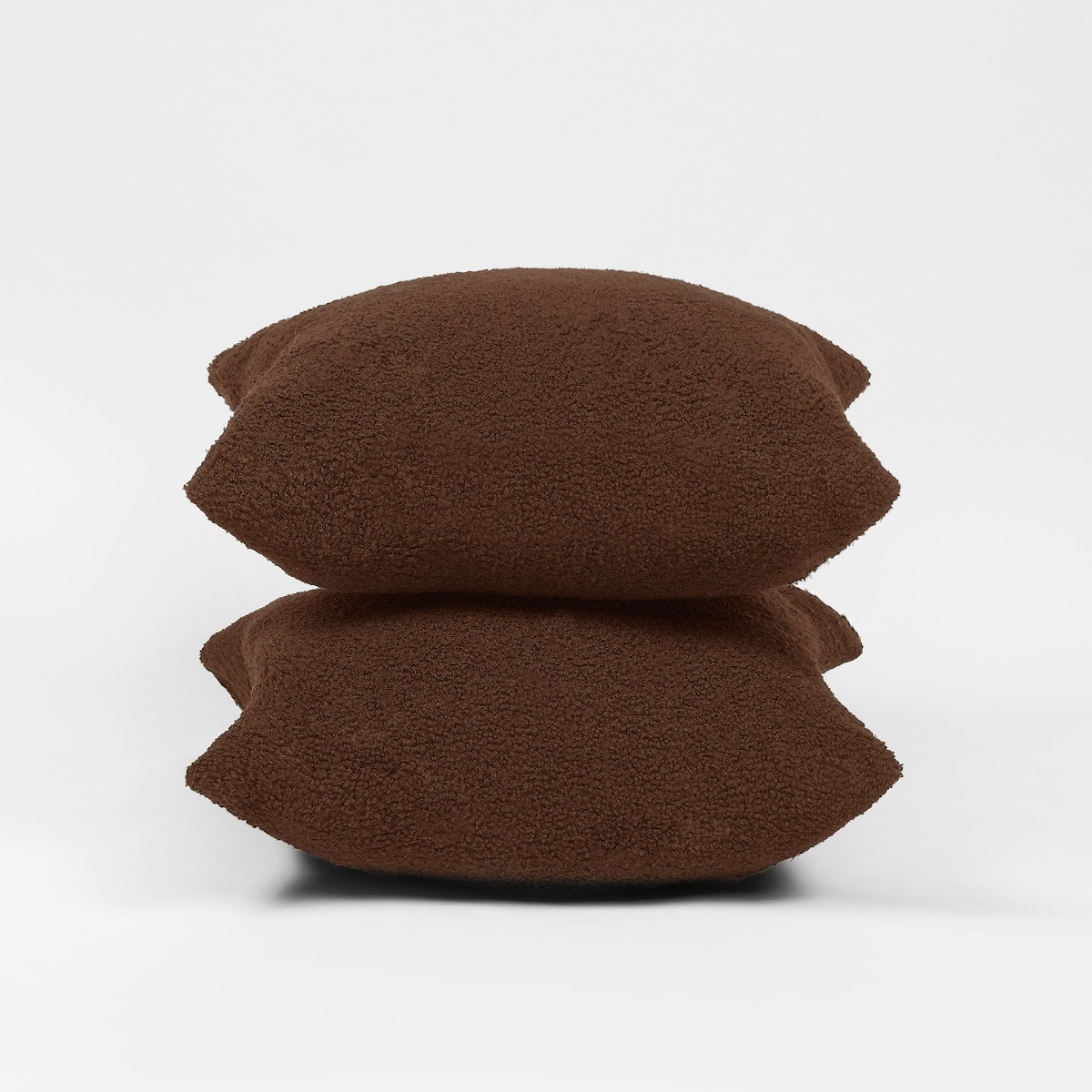 Highams 2 Pack Boucle Cushion Covers - Chocolate>