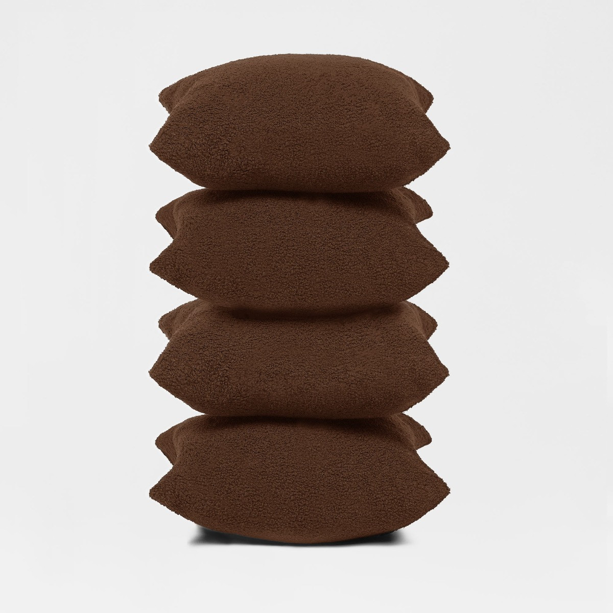 Highams 4 Pack Boucle Cushion Covers - Chocolate>