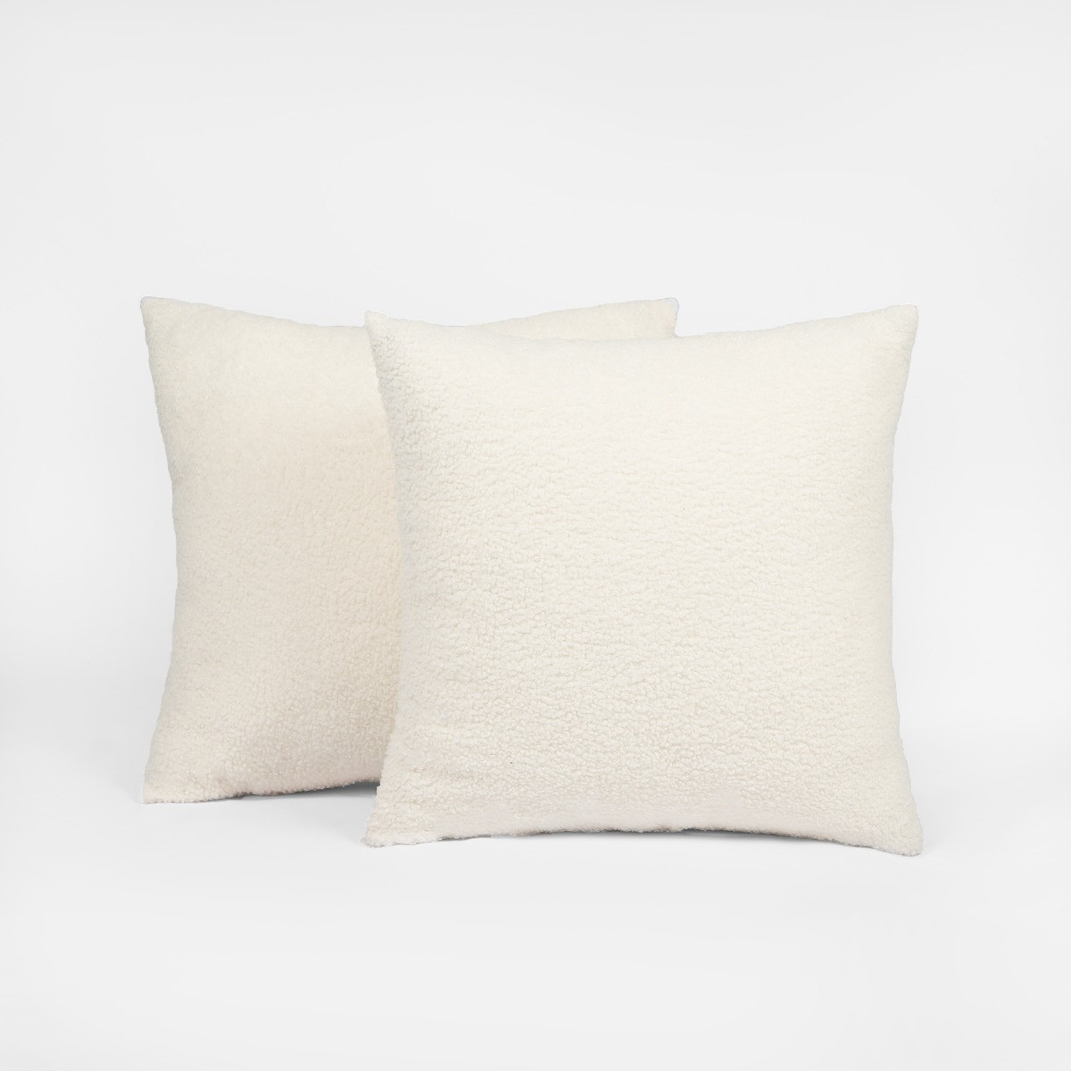 Highams 2 Pack Boucle Cushion Covers - Cream>