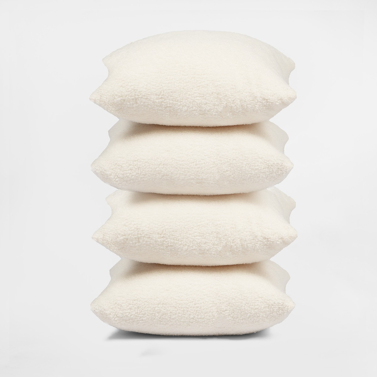 Highams 4 Pack Boucle Cushion Covers - Cream>