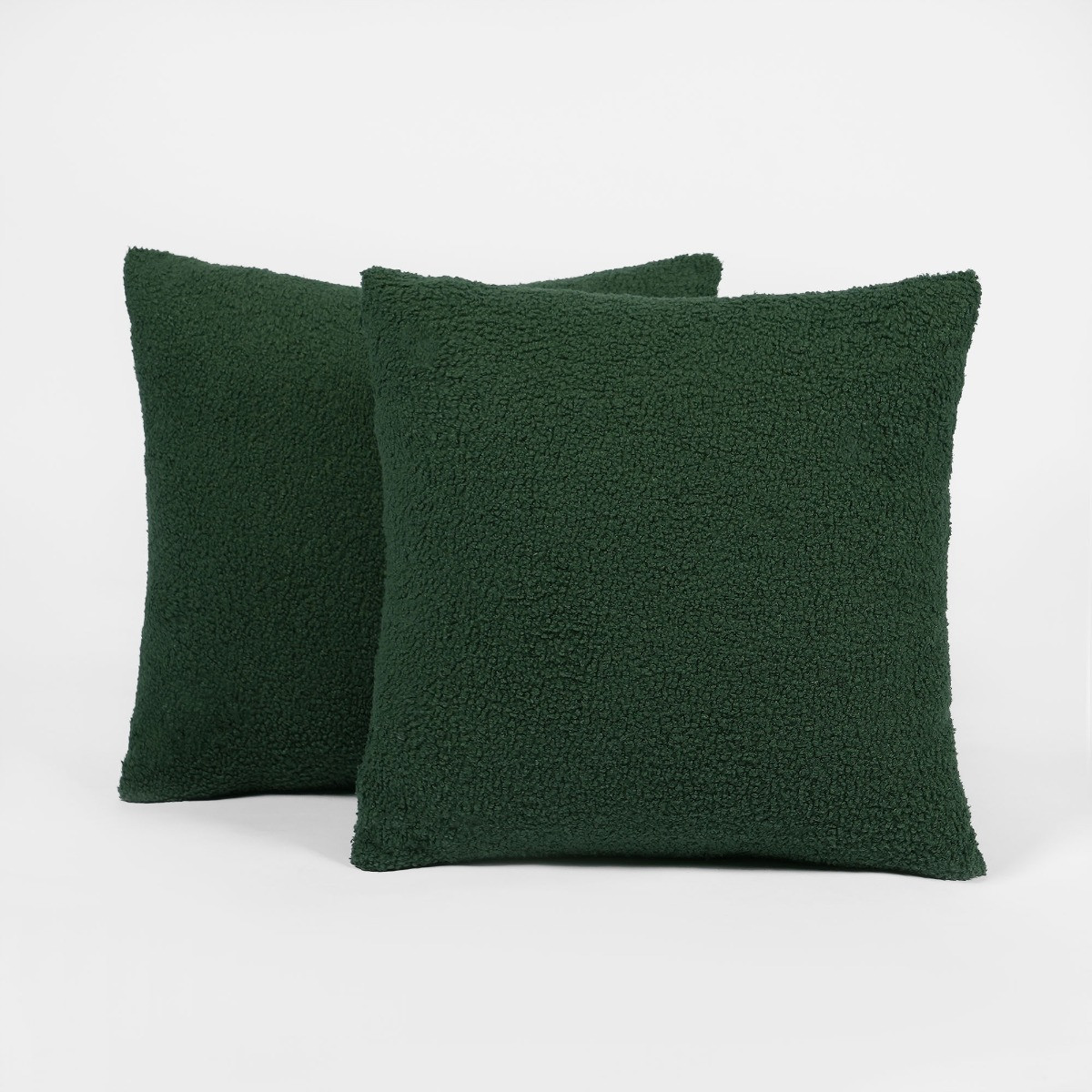 Highams 2 Pack Boucle Cushion Covers - Forest Green>