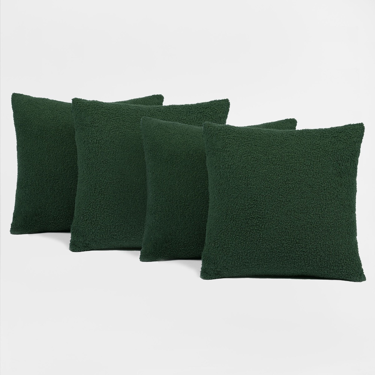 Highams 4 Pack Boucle Cushion Covers - Forest Green>