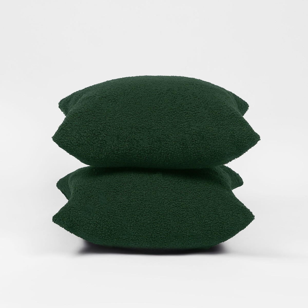 Highams 2 Pack Boucle Cushion Covers - Forest Green>