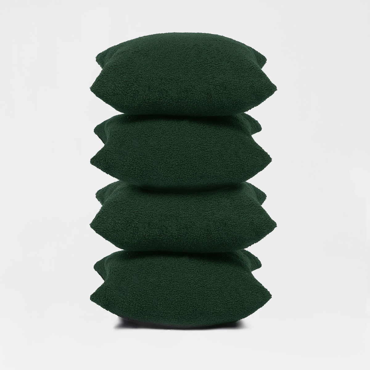 Highams 4 Pack Boucle Cushion Covers - Forest Green>