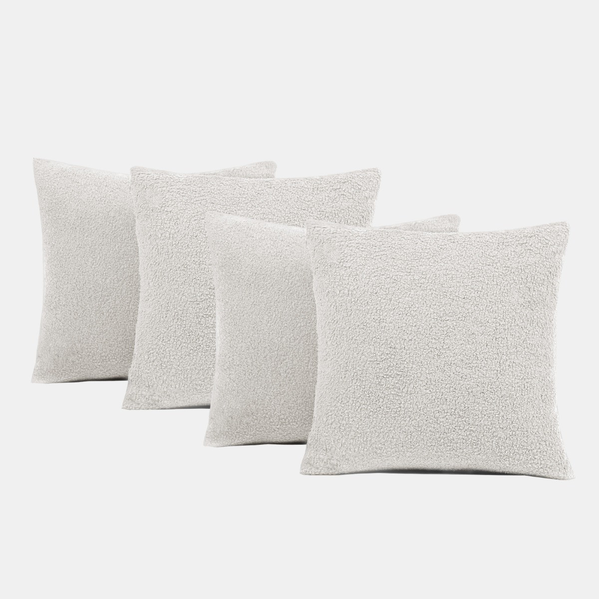 Highams 4 Pack Boucle Cushion Covers - Grey>