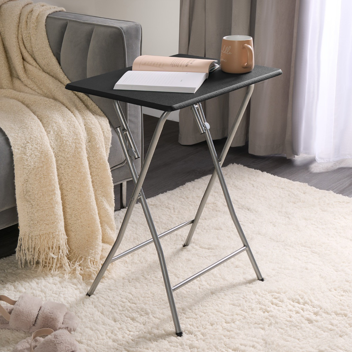 OHS Essential Folding Side Table - Black>